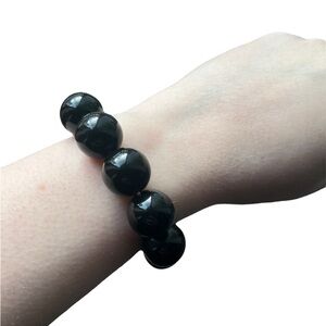 Large Black Plastic Bead Fashion Bracelet Halloween